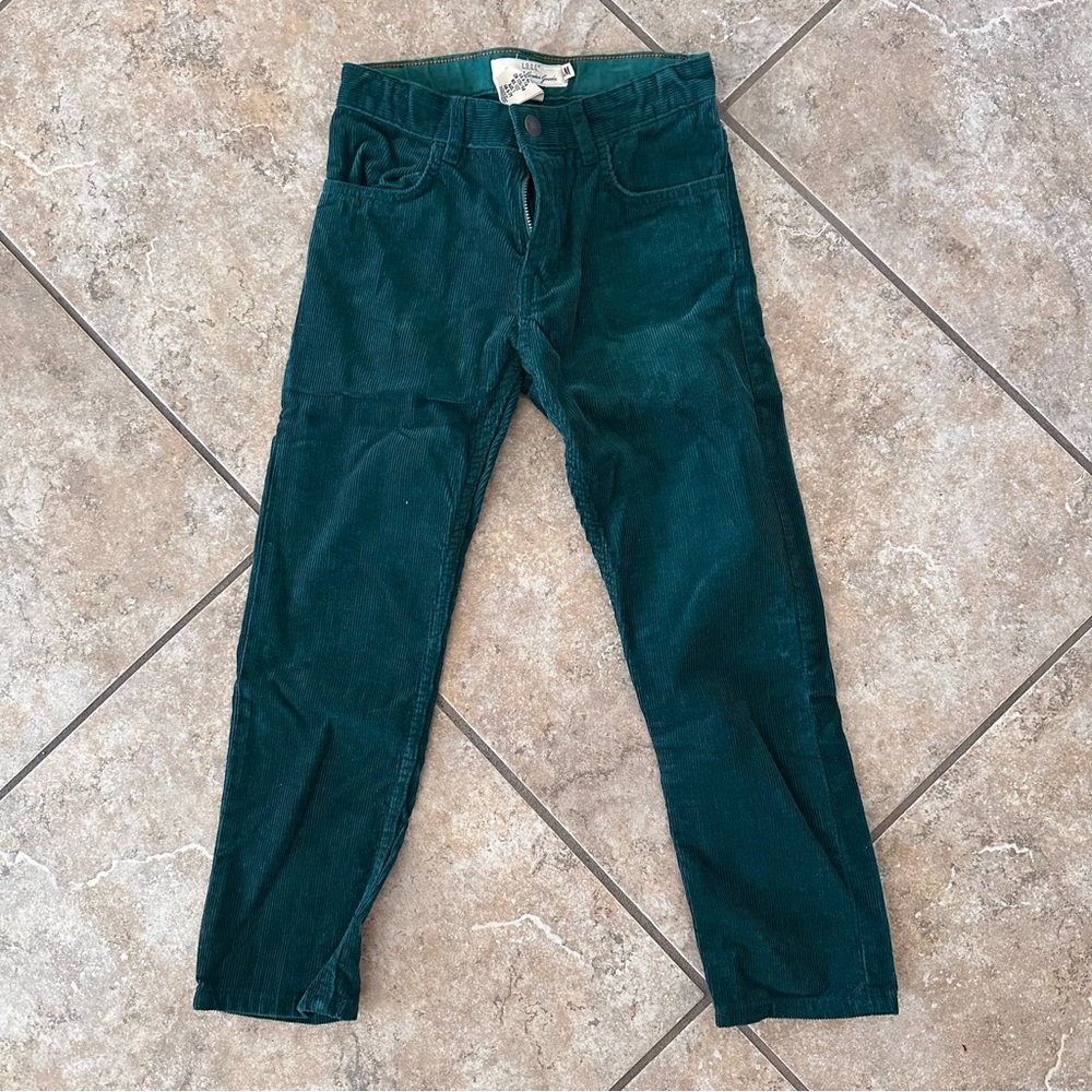 H&M Boys Dark Green Slim Fit Adjustable Waist Corduroy Pants Size 6x